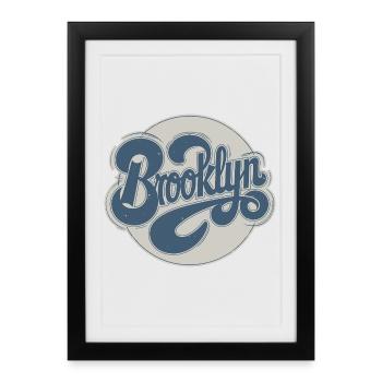 Typographie vintage Brooklyn - Affiche encadrée (27 × 37 cm) - noir - Devant
