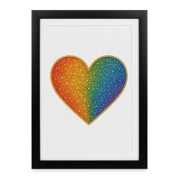 Sparkling rainbow heart design - Framed poster (27 × 37 cm) - black - Front