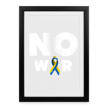 Pas de guerre Ukraine Signe de paix - Affiche encadrée (27 × 37 cm) - noir - Devant