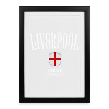 Liverpool Angleterre, design minimaliste élégant - Affiche encadrée (27 × 37 cm) - noir - Devant