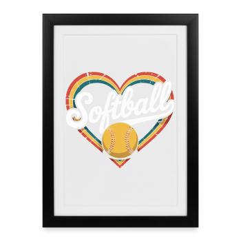 Softball du cœur - Affiche encadrée (27 × 37 cm) - noir - Devant