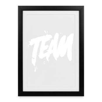 Team Schriftzug - Gerahmtes Poster (27 × 37 cm) - Schwarz - Vorne
