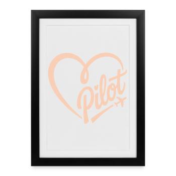 Pilot and Airplane - Framed poster (27 × 37 cm) - black - Front