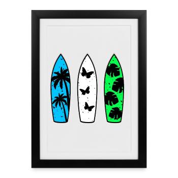 Surfboards - Framed poster (27 × 37 cm) - black - Front