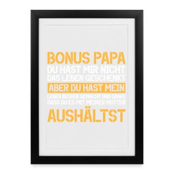 Bonus Dad Stepdad Father's Day Dad Paternity - Framed poster (27 × 37 cm) - black - Front