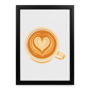 Coeur Latte Art Café Amour Design - Affiche encadrée (27 × 37 cm) - noir - Devant