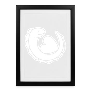 Lézard avec cœur – Gecko, amour et symbole de protection - Affiche encadrée (27 × 37 cm) - noir - Devant