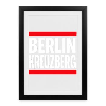 Berlin Kreuzberg Typographie audacieuse - Affiche encadrée (27 × 37 cm) - noir - Devant
