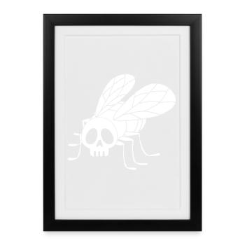 Crâne de mouche (blanc) - Affiche encadrée (27 × 37 cm) - noir - Devant