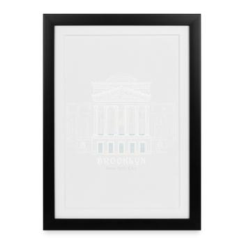 New York City, Line Drawing Brooklyn Museum - Framed poster (27 × 37 cm) - black - Front