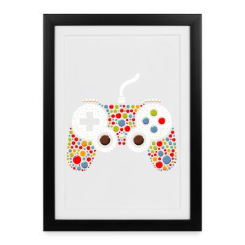 Pointillist Game Controller - Framed poster (27 × 37 cm) - black - Front