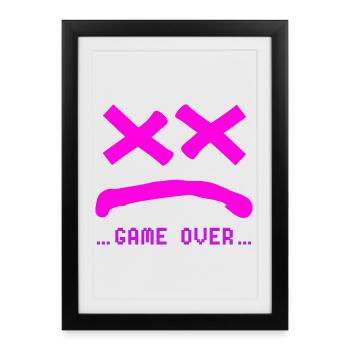 Game Over no Smile Pink - Framed poster (27 × 37 cm) - black - Front