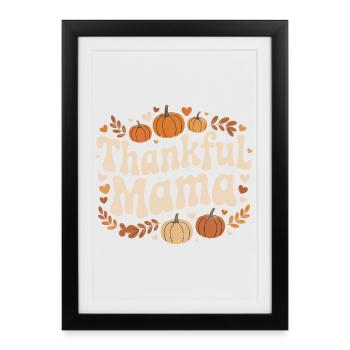 Maman reconnaissante Automne Citrouilles Coeurs Amour - Affiche encadrée (27 × 37 cm) - noir - Devant