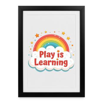 Playing is learning, preschool, preschool, kindergarten - Framed poster (27 × 37 cm) - black - Front