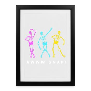 Fracture du bras Fracture osseuse du squelette d’Halloween - Affiche encadrée (27 × 37 cm) - noir - Devant
