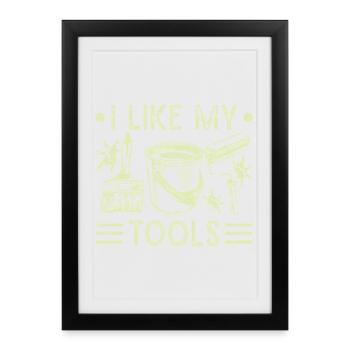 Peintre en bâtiment papa Cadeaux uniques - Affiche encadrée (27 × 37 cm) - noir - Devant
