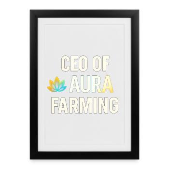 Aura Farming PDG Marque Drôle de dicton - Affiche encadrée (27 × 37 cm) - noir - Devant