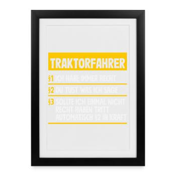 Funny Tractor Driver Tractor Gift - Framed poster (27 × 37 cm) - black - Front