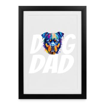 Dog Dad Rottweiler Shirt – Stolzer Rottweiler-Besitzer - Gerahmtes Poster (27 × 37 cm) - Schwarz - Vorne