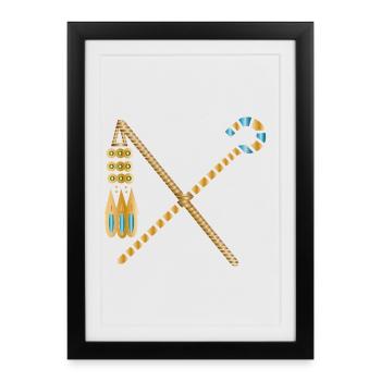 Golden Pharaoh's Scepter – Hook and Flail - Framed poster (27 × 37 cm) - black - Front