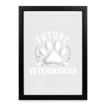 Future Vet Paw Logo - Framed poster (27 × 37 cm) - black - Front