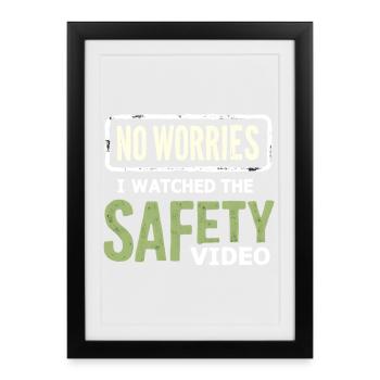 Mèmes vidéo de sécurité sans stress - Affiche encadrée (27 × 37 cm) - noir - Devant