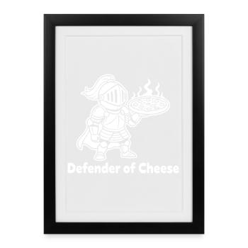 Pizza chevalier du fromage - Affiche encadrée (27 × 37 cm) - noir - Devant