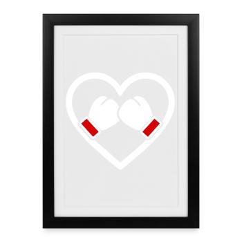Boxing Heart Gloves Sport Strength Gift - Framed poster (27 × 37 cm) - black - Front