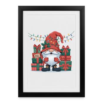 Gnome de Noël Gnome - Affiche encadrée (27 × 37 cm) - noir - Devant