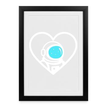 Casque cosmique spatial de cœur d’astronaute - Affiche encadrée (27 × 37 cm) - noir - Devant