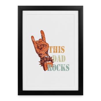 Graphique de design Dad Rock - Cadeau Rocker - Affiche encadrée (27 × 37 cm) - noir - Devant