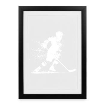 Design Énergétique du Hockey - Hockey - Affiche encadrée (27 × 37 cm) - noir - Devant