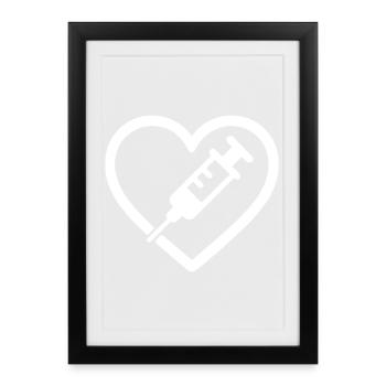 Herz + Krankenschwester – Super-Eltern-Krankenschwester - Gerahmtes Poster (27 × 37 cm) - Schwarz - Vorne