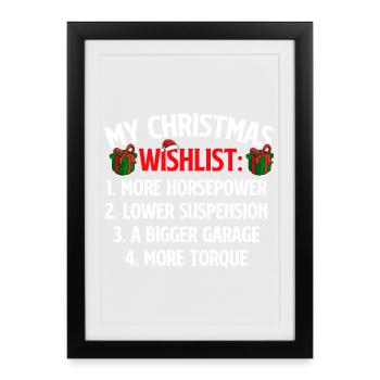 Ma liste de souhaits de Noël Amoureux de voitures Drôle de course de Noël - Affiche encadrée (27 × 37 cm) - noir - Devant