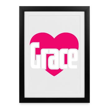 I Love Grace Pink Heart I Love Grace - Framed poster (27 × 37 cm) - black - Front
