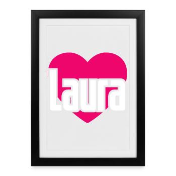 J’aime Laura Coeur rose J’aime Laura - Affiche encadrée (27 × 37 cm) - noir - Devant