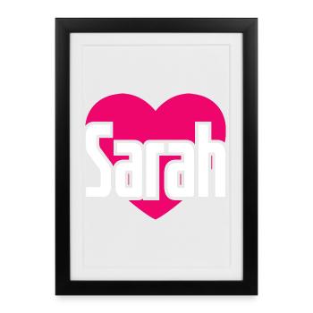 I Love Sarah Pink Heart I Love Sarah - Framed poster (27 × 37 cm) - black - Front