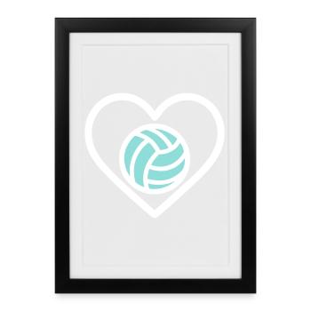 Cuore Volleyball – Passion pour le sport d’équipe - Affiche encadrée (27 × 37 cm) - noir - Devant