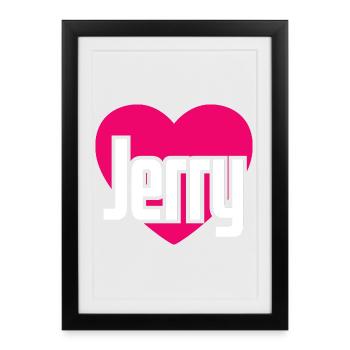 I Love Jerry Pink Heart I Love Jerry - Framed poster (27 × 37 cm) - black - Front