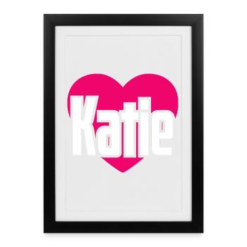 I Love Katie Pink Heart I Love Katie - Framed poster (27 × 37 cm) - black - Front