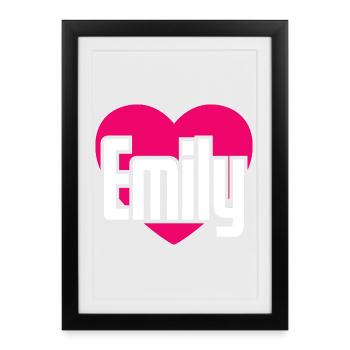 J’aime Emily Coeur Rose J’aime Emily - Affiche encadrée (27 × 37 cm) - noir - Devant