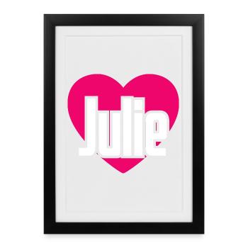 I Love Julie Pink Heart I Love Julie - Framed poster (27 × 37 cm) - black - Front