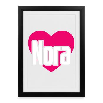 J’aime Nora Pink Heart J’aime Nora - Affiche encadrée (27 × 37 cm) - noir - Devant
