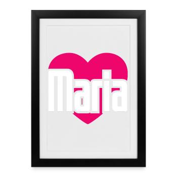 J’aime Maria Coeur rose J’aime Maria - Affiche encadrée (27 × 37 cm) - noir - Devant