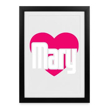 J’aime Marie Coeur Rose J’aime Marie - Affiche encadrée (27 × 37 cm) - noir - Devant