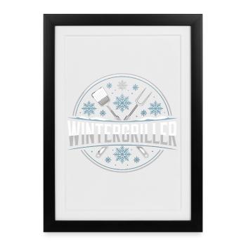 Maître du barbecue Winter Griller Snowflakes - Affiche encadrée (27 × 37 cm) - noir - Devant