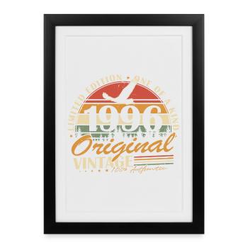 1996 Vintage Vintage Anniversaire Cadeau Rétro - Affiche encadrée (27 × 37 cm) - noir - Devant