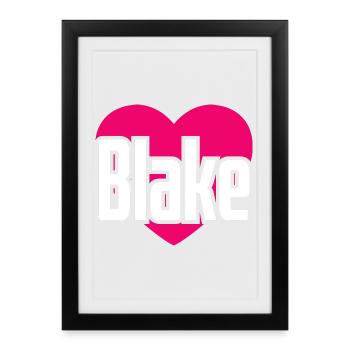J’aime Blake Coeur rose J’aime Blake - Affiche encadrée (27 × 37 cm) - noir - Devant