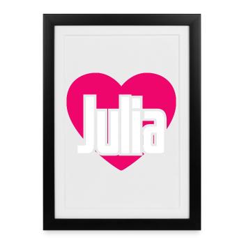 I Love Julia Pink Heart I Love Julia - Framed poster (27 × 37 cm) - black - Front