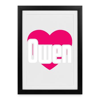 I Love Owen Pink Heart I Love Owen - Framed poster (27 × 37 cm) - black - Front